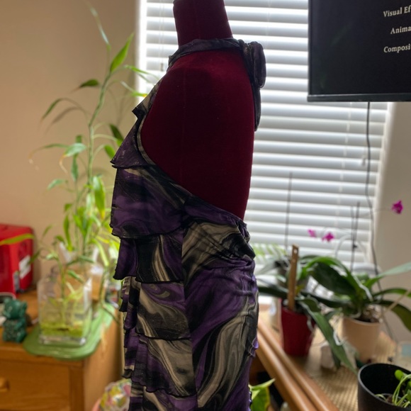 Marbled Satiny Sparkle design: Halter Tie Sparkle Tierred Ruffled Top VTG - Picture 6 of 9